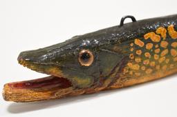 Carved Folk Art Pike Decoy By Duluth Fish Decoys