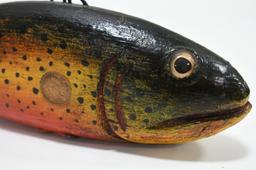 Carved Folk Art Trout Decoy By Duluth Fish Decoys