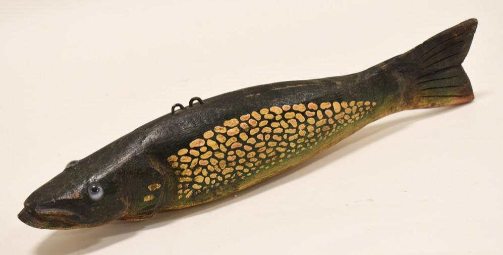 Carved Folk Art Pike Decoy By Duluth Fish Decoys