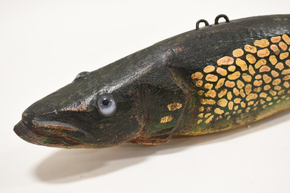 Carved Folk Art Pike Decoy By Duluth Fish Decoys