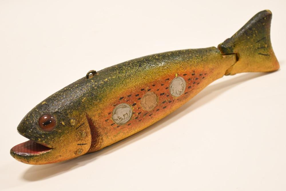 Carved Folk Art Trout Decoy By Duluth Fish Decoys