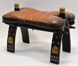 Vintage Camel Saddle With Leather Coushin