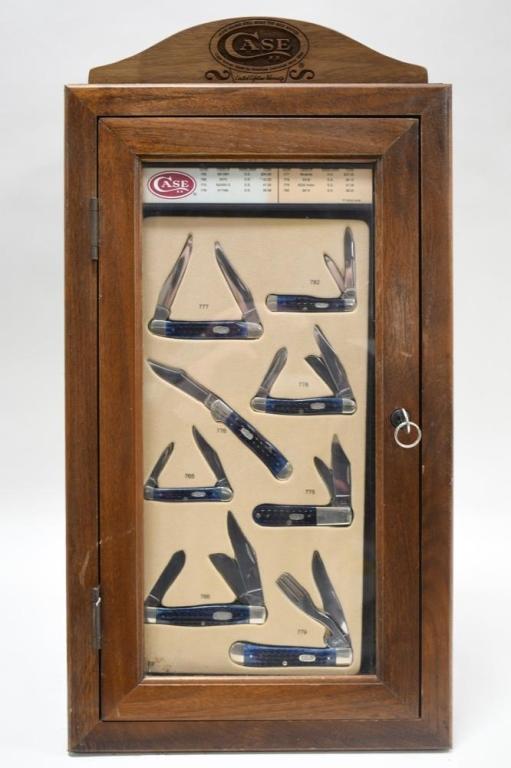 Case Wood Store Display w/ 8 Folding Knives