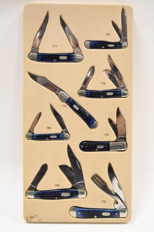 Case Wood Store Display w/ 8 Folding Knives