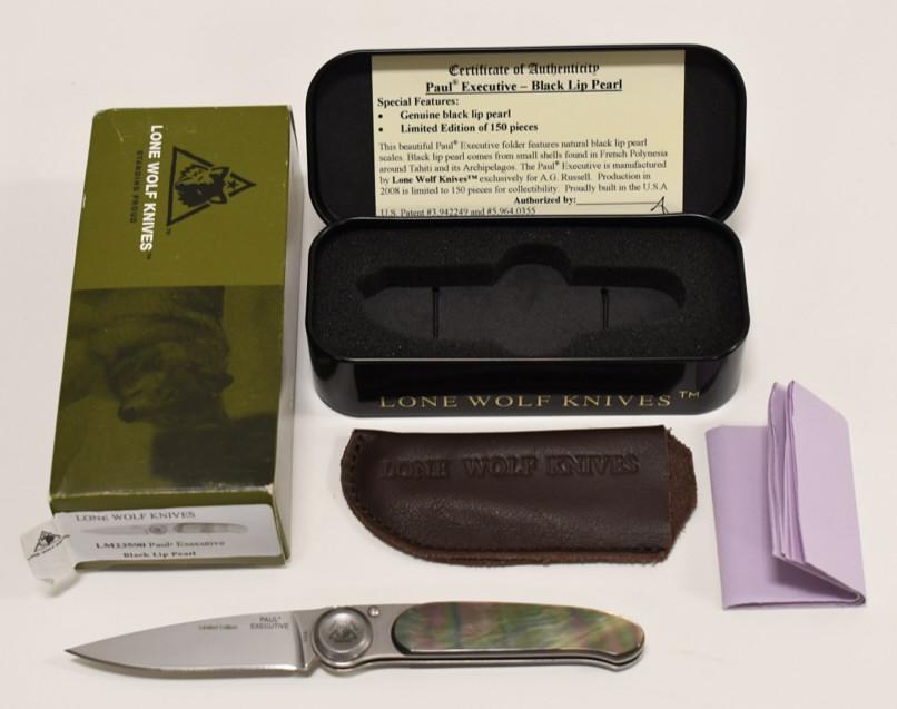 Lone Wolf Knives Black Lip Pearl LE Folding Knife