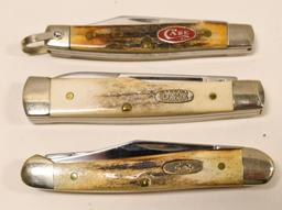 Case XX Stag Folding Knife Lot Of 3