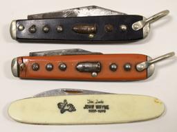 3 Vintage John Wayne / Lone Ranger Folding Knives