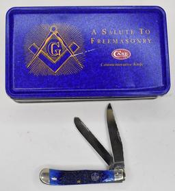 Case XX Freemasonry Trapper Folding Knife In Tin