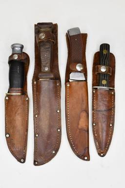 Lot Of Four Vintage Fixed Blade Knives