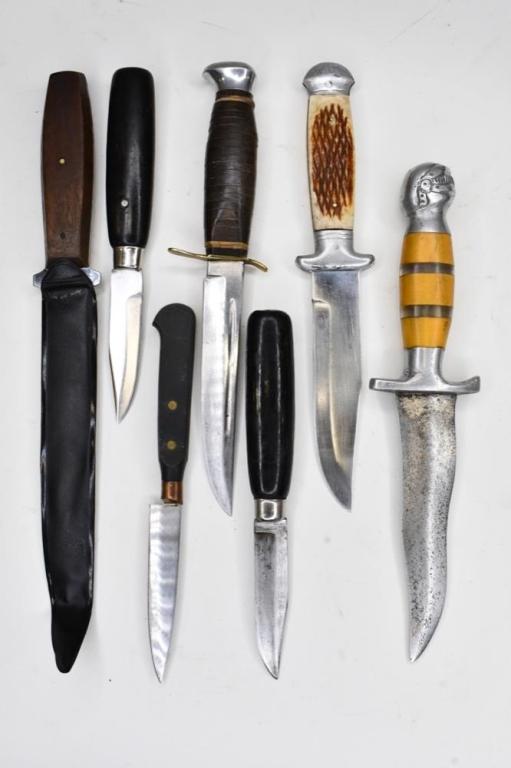 Lot Of Seven Vintage Fixed Blade Knives