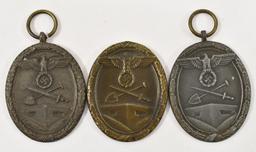 (3) WWII German West Wall Medals