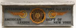 Early American Legion New York Lighted Glass Sign
