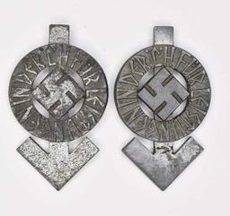 (2) WWII German Hitler Youth Proficiency Badges