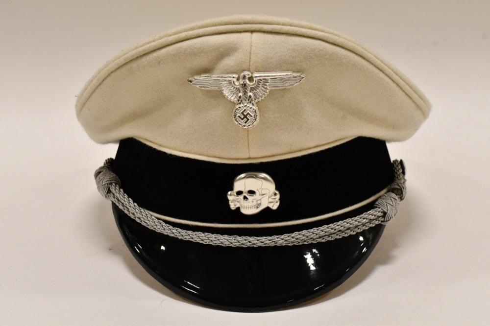MQR WWII German SS Allgemeine White Visor Cap