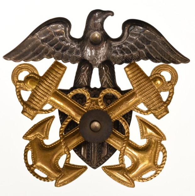 (2)  WWII US Navy Sterling Cap Badges