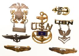 Vintage US Navy Sterling Badge Collection