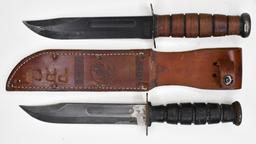 2 Vintage US Military Ka-Bar Style Fighting Knives