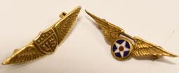 Lot Of 2 WWII Army Air Corps 14k & 10k Gold Pins