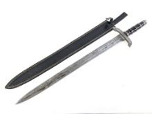 Fantasy Damascus Short Sword w/ Sheath
