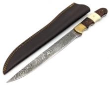 Damascus Kitchen Knife w/ Synth & Wooden Handle