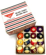 1950's AMF Deluxe Pocket Billiard Ball Set w/Box