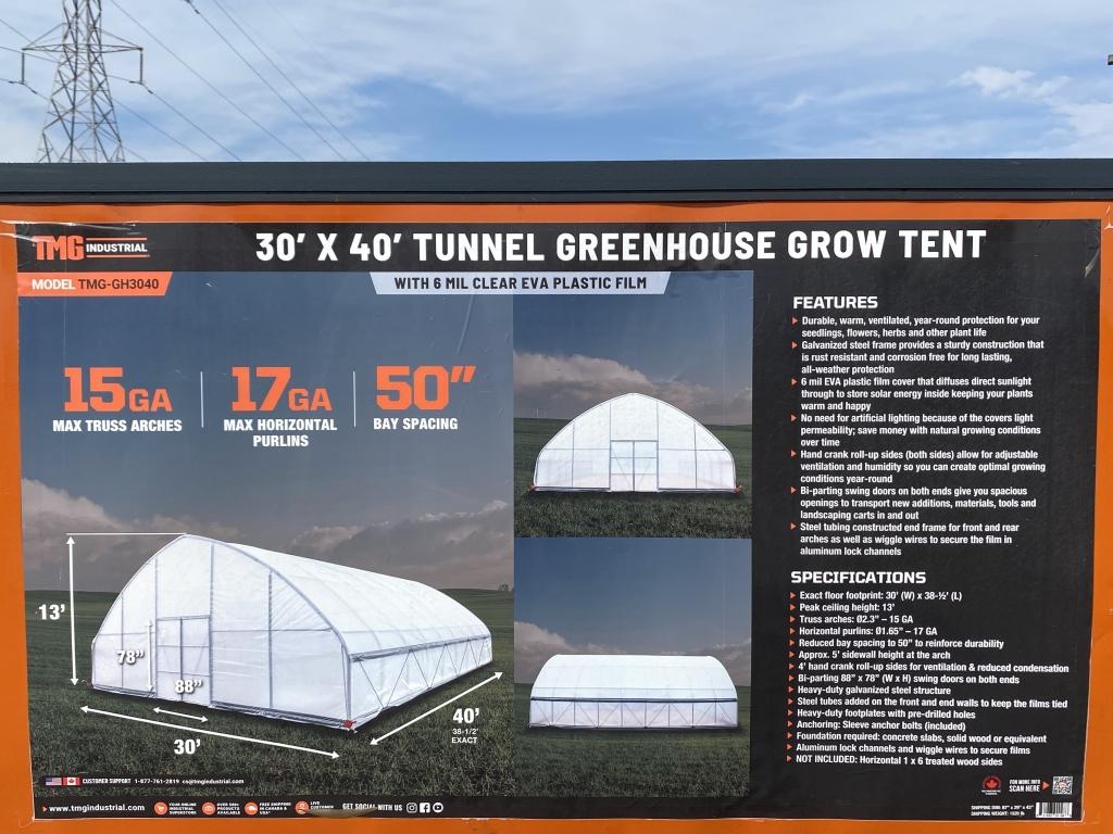 TMG 30'x40' Tunnel Greenhouse Grow Tent