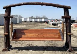 New Teak Wooden Log Bench Swing