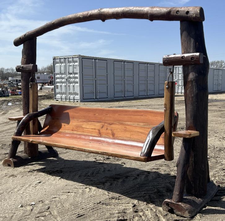 New Teak Wooden Log Bench Swing