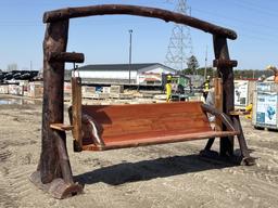 New Teak Wooden Log Bench Swing