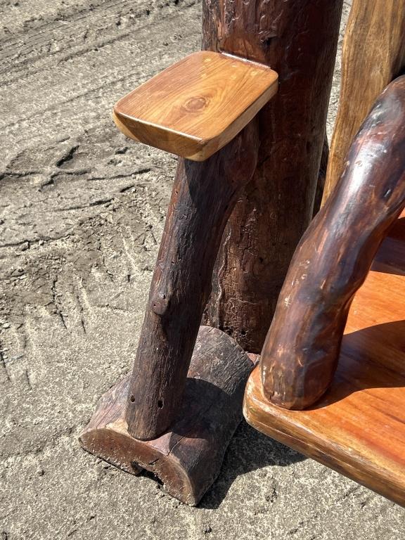 New Teak Wooden Log Bench Swing