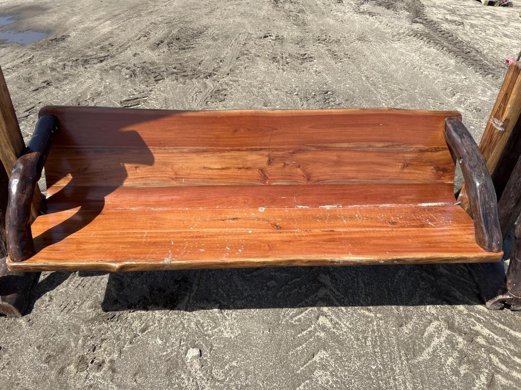 New Teak Wooden Log Bench Swing