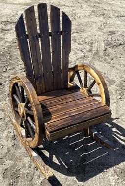 New Wooden Wagon Wheel Rocking Chair