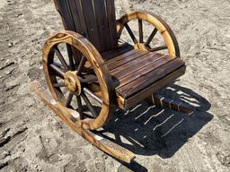 New Wooden Wagon Wheel Rocking Chair