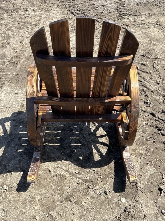 New Wooden Wagon Wheel Rocking Chair