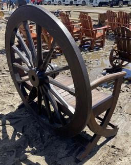 New Wooden Wagon Wheel Bench