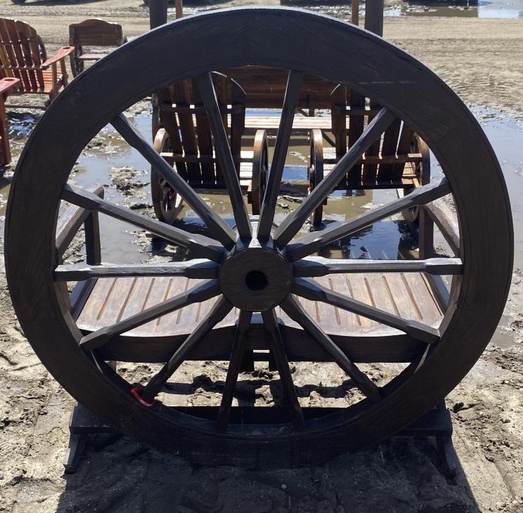 New Wooden Wagon Wheel Bench