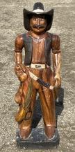 3' Wooden Cowboy Statue