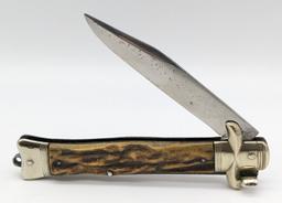 Solingen Stag Handle Lever Switchblade