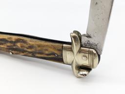 Solingen Stag Handle Lever Switchblade