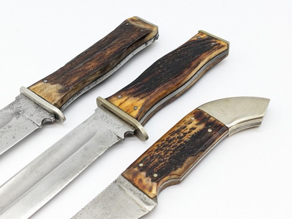 Antique Ka-Bar Union Cutlery Stag Hunting Knives