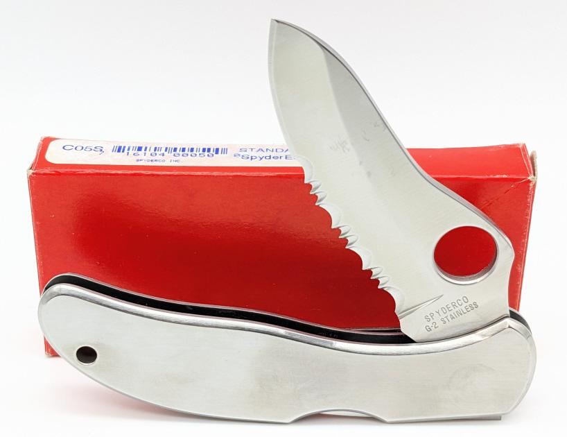 NIB Spyderco G-2 Stainless Lockback Knife