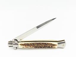 Frank B Italian Stag Stiletto Switchblade