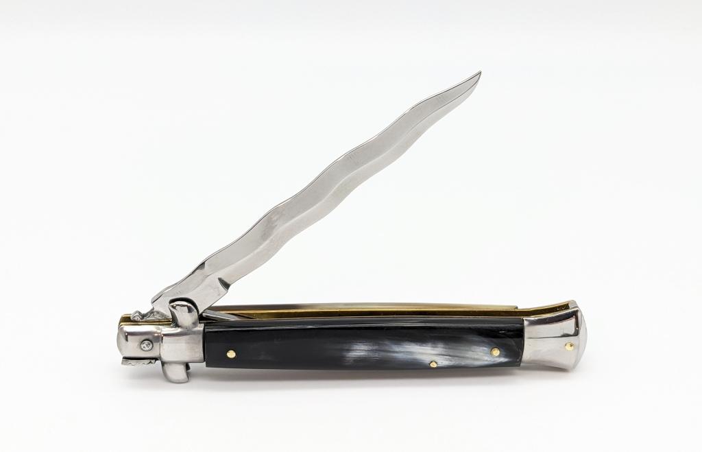 Italian Horn Handle Kriss Stiletto Switchblade