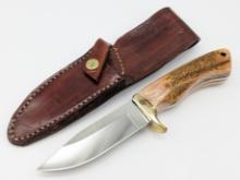 Custom Made Stag Handle Hunting Knife w/ Sheath