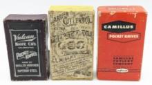 (3) Vulcan, Camillus & Carrier Knife Boxes