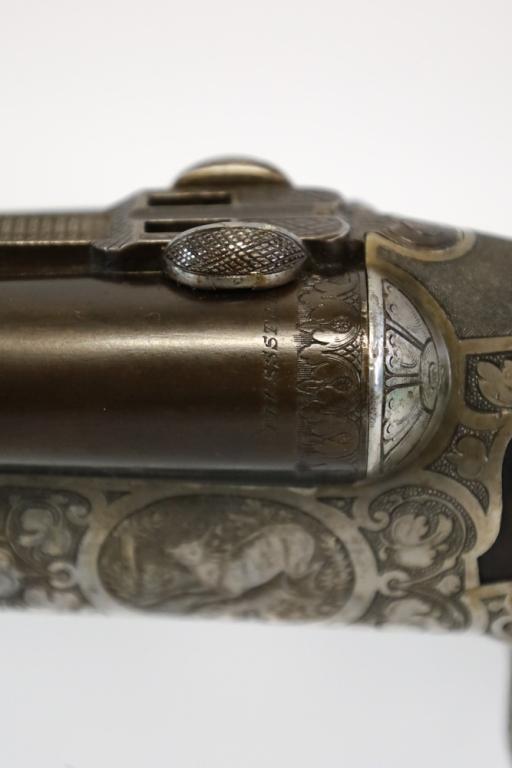 Antique Fine Engraved German Drilling Combo Rifle