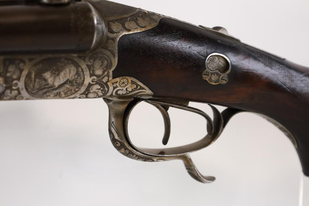 Antique Fine Engraved German Drilling Combo Rifle