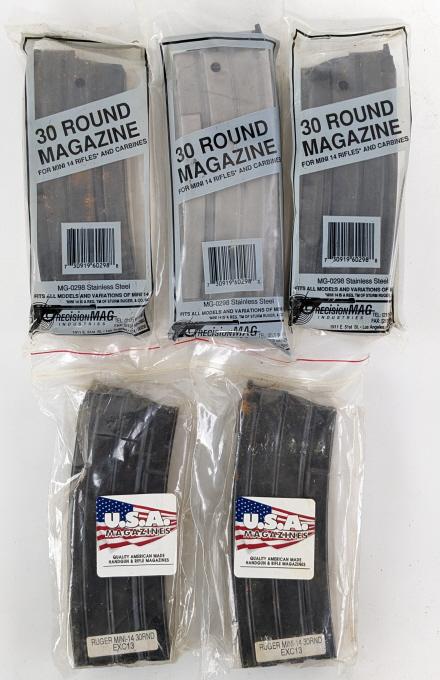 (5) NOS 30 Round Mini 14 Magazines