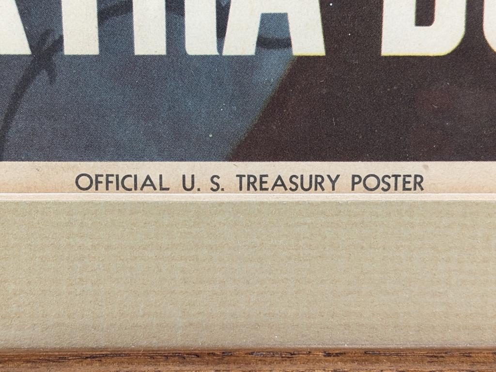 1943 US Military Treasury Framed Propaganda Poster