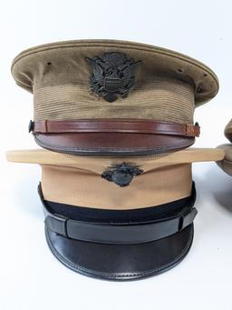 (4) Green & Tan US Military Dress Caps